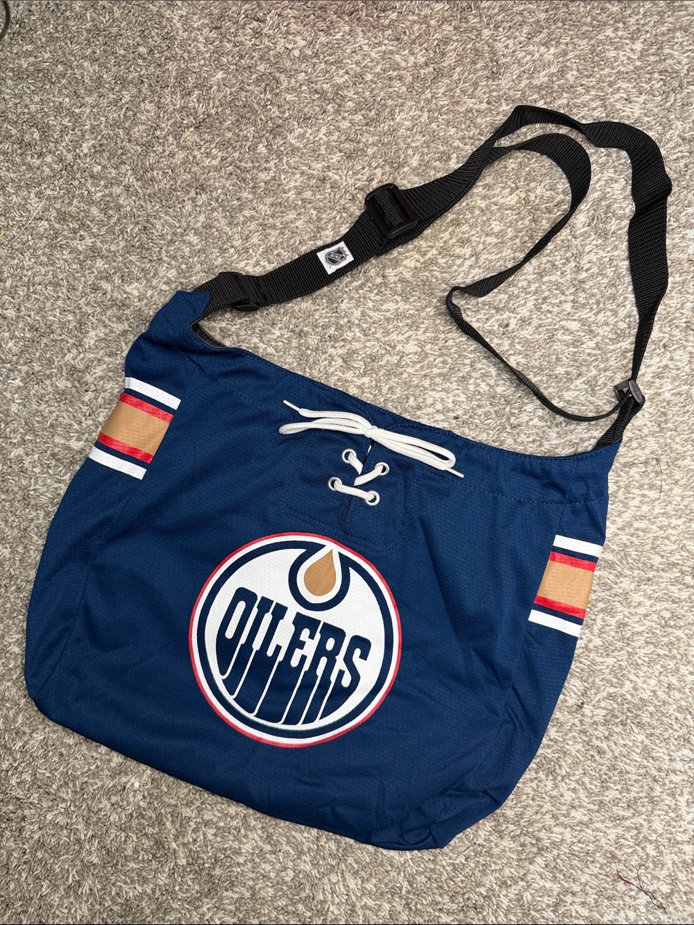 Y2K Edmonton Oilers Jersey Crossbody Bag with Adjustable Strap 14x18